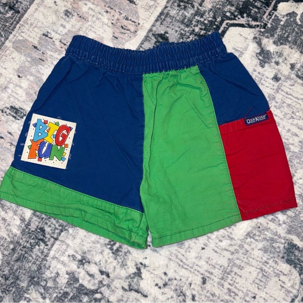 Vintage OshKosh B'gosh Kids Color Block Shorts - Blue, Green, Red Size 3T